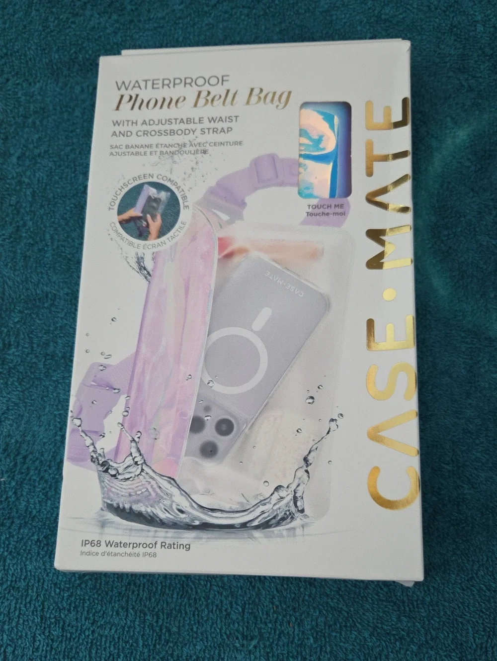 case-mate Waterproof Phone Belt Bag in Lavender Purple and Pink Tie-Dye